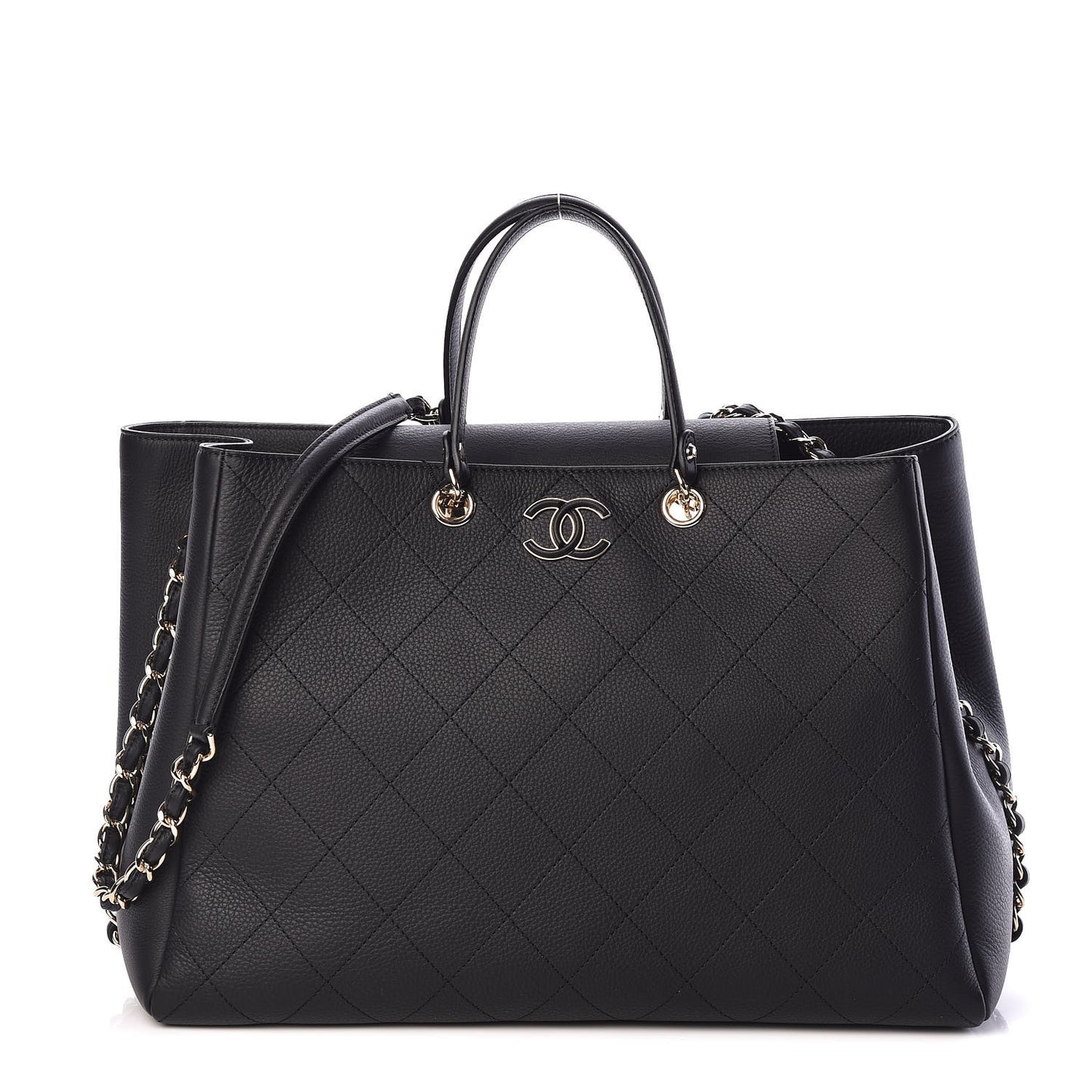 Bullskin Stitched Large Shopping Bag Black
