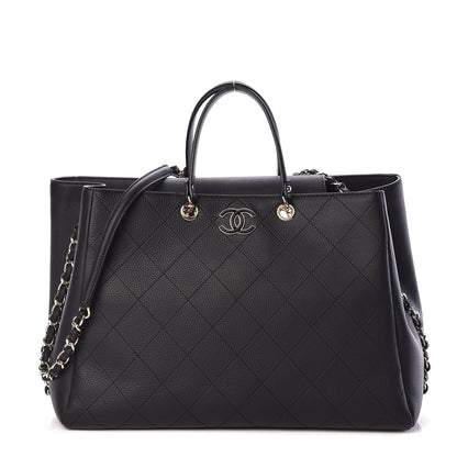 Chanel Bullskin Stitched Large Shopping Bag Black 1 of 9