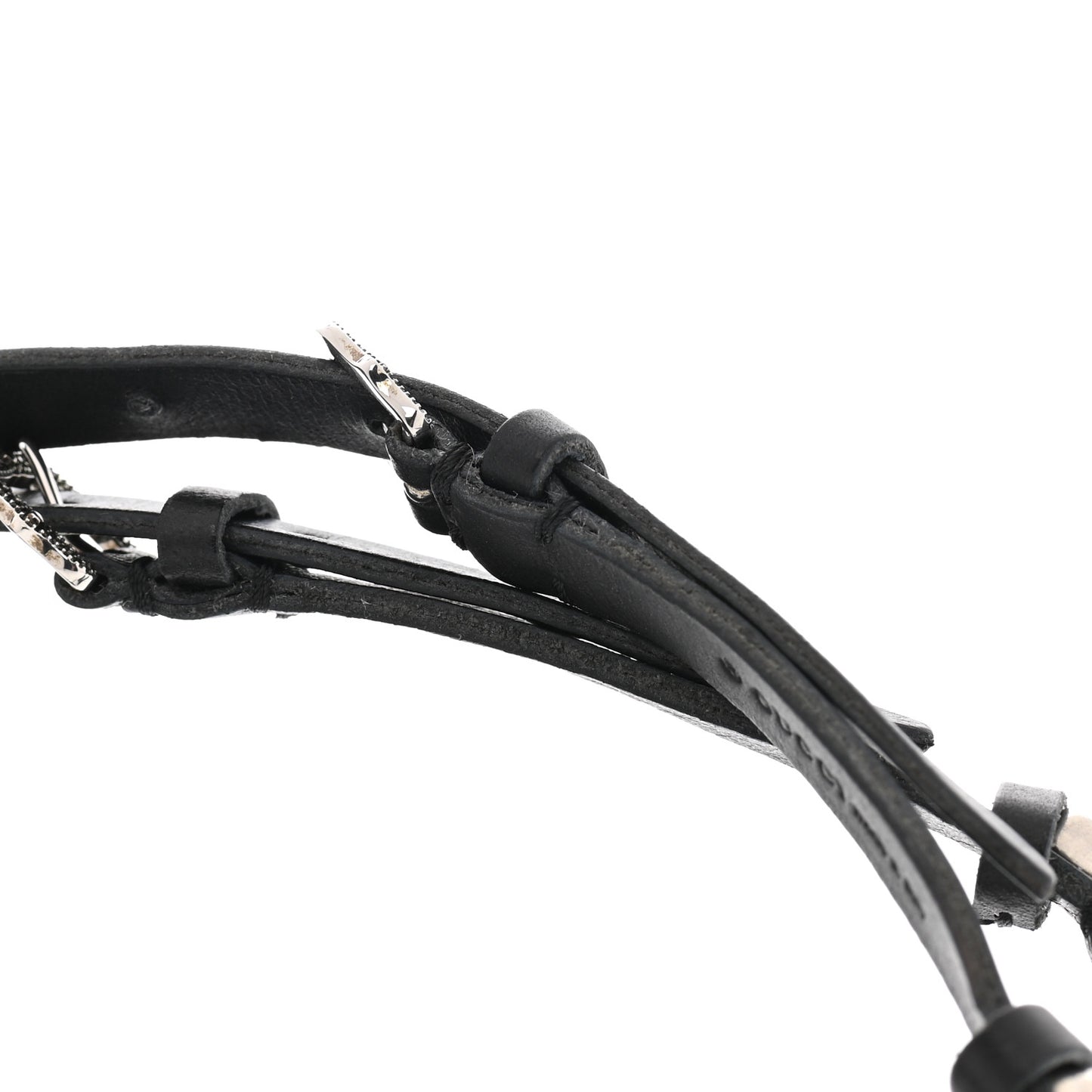 Calfskin Feline Head Double Strap Choker Black