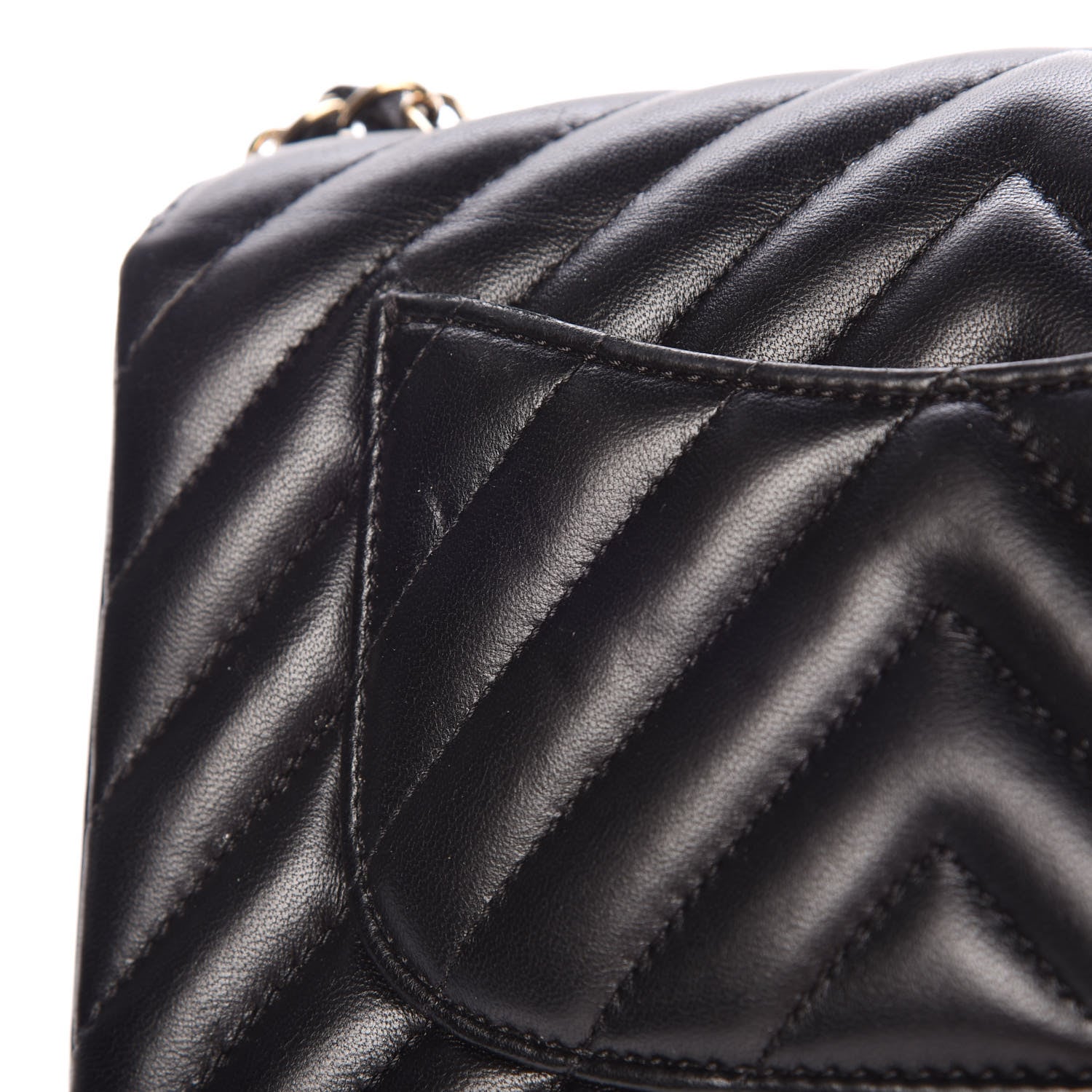 Chanel Lambskin Chevron Quilted Mini Rectangular Flap Black 10 of 12