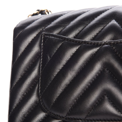 Chanel Lambskin Chevron Quilted Mini Rectangular Flap Black 10 of 12