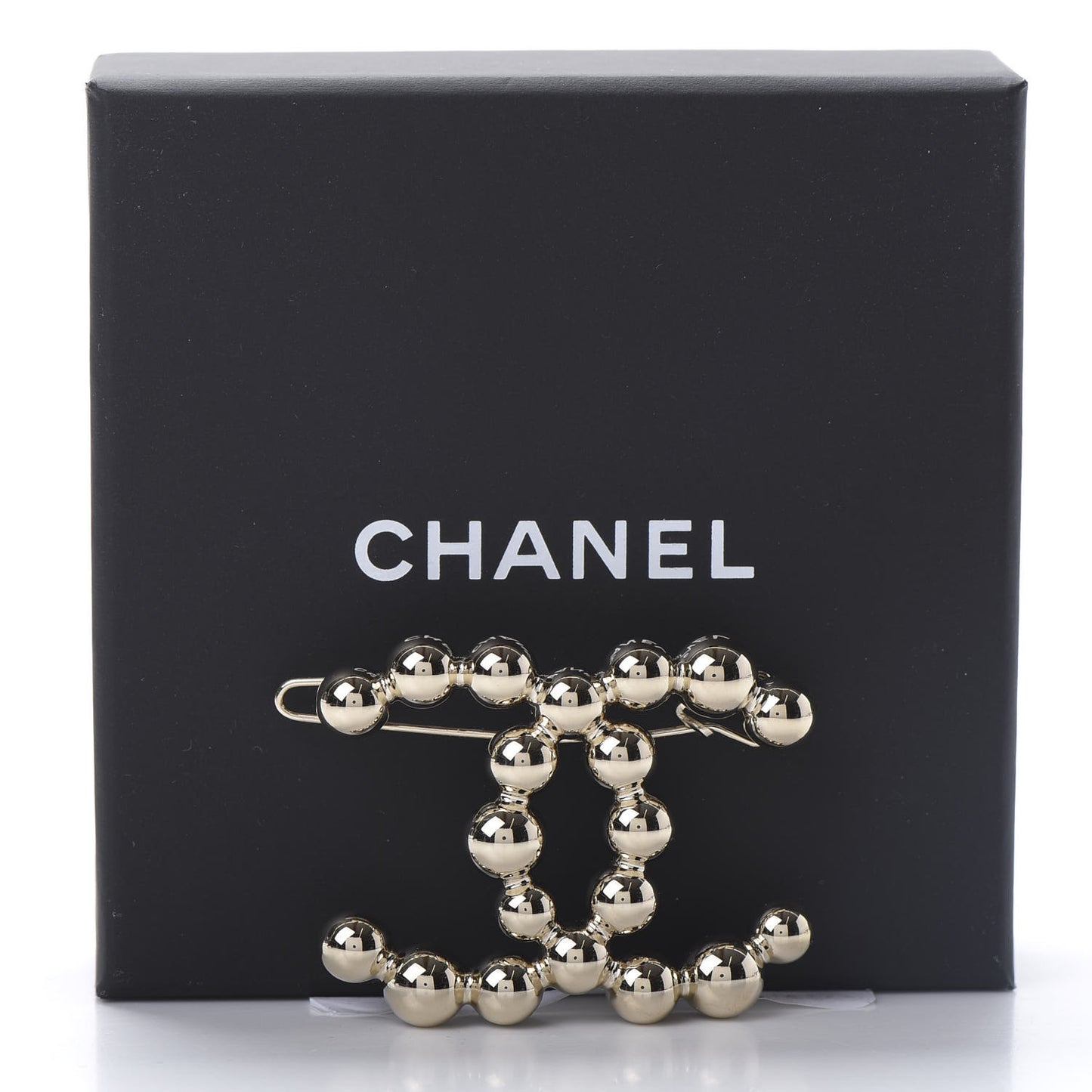 Metal Beaded CC Hair Clip Gold