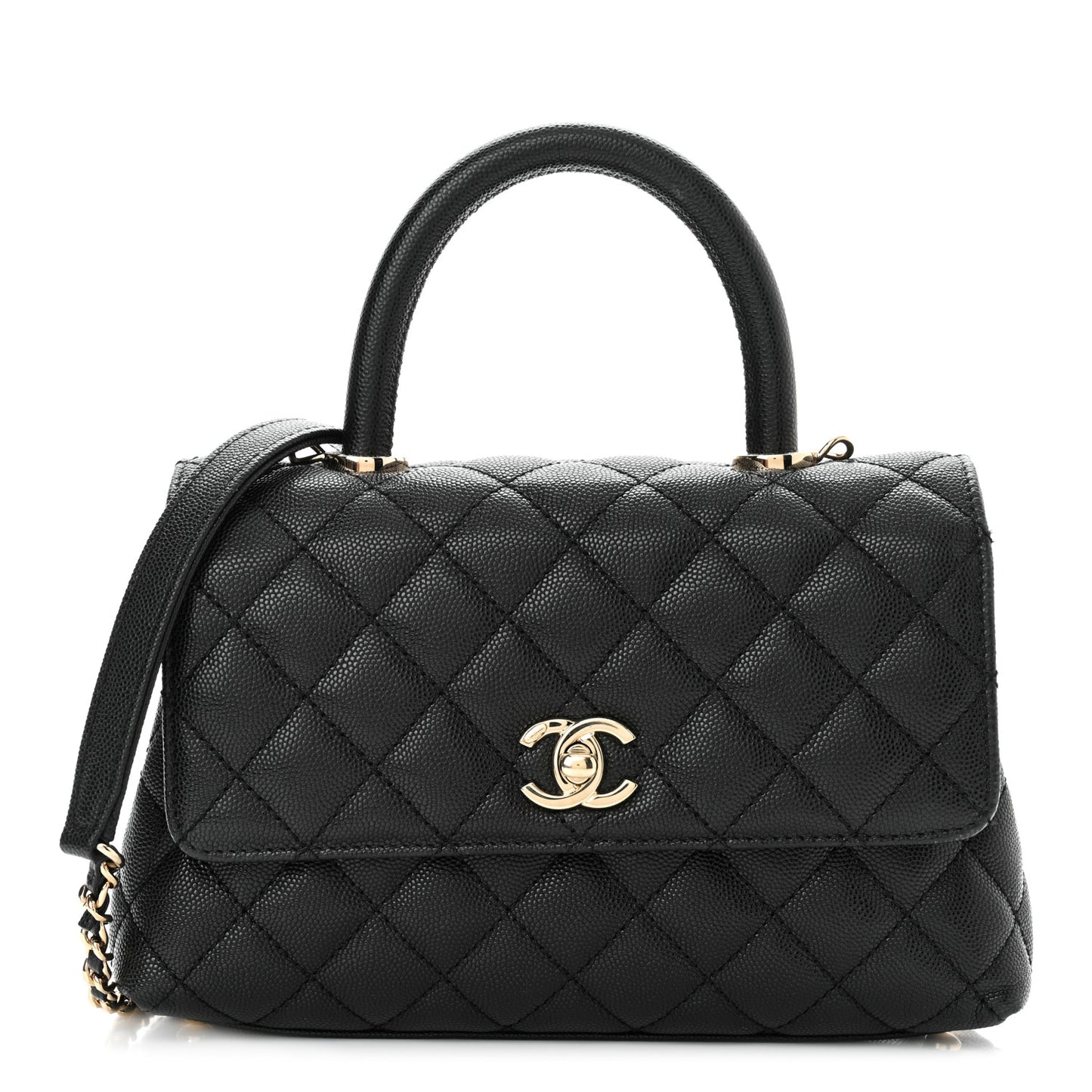 Caviar Quilted Mini Coco Handle Flap Black