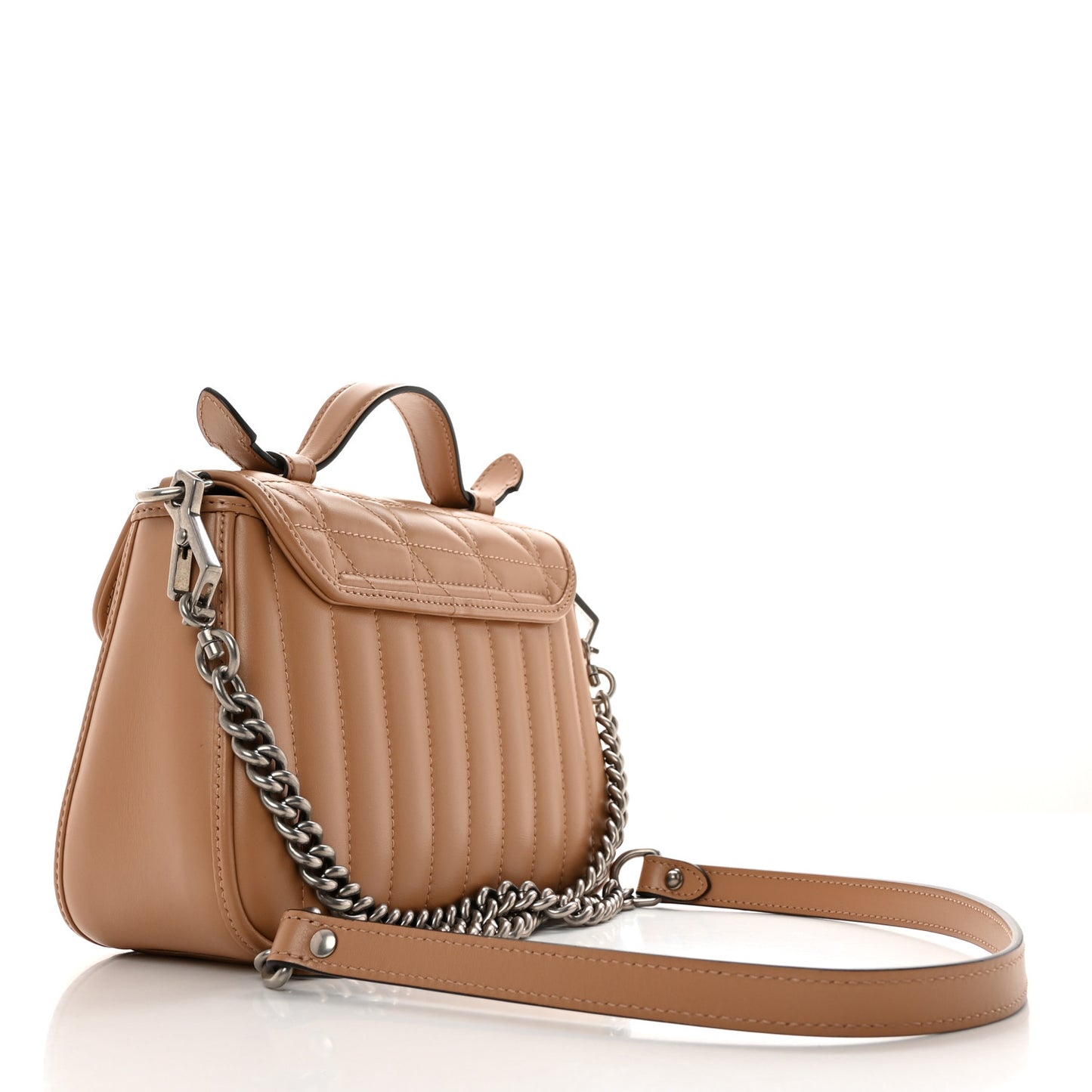 Calfskin Matelasse Aria Mini GG Marmont Top Handle Shoulder Bag Camelia