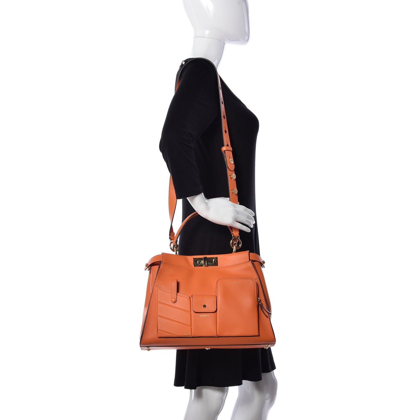 Vitello Seta Shiny Nappa Medium 3 Pocket Peekaboo Iconic Satchel Papaya