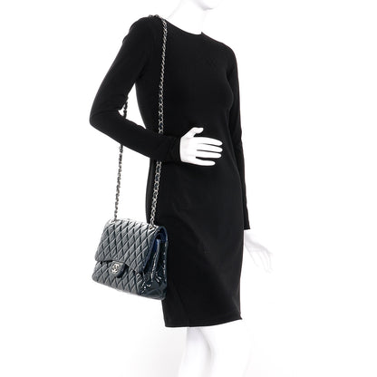 Chanel Patent Quilted Jumbo Double Flap Blue 2 of 17