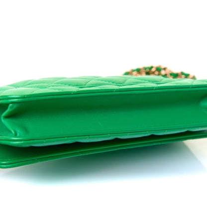 Chanel Lambskin Quilted Wallet On Chain WOC Green 15 of 17