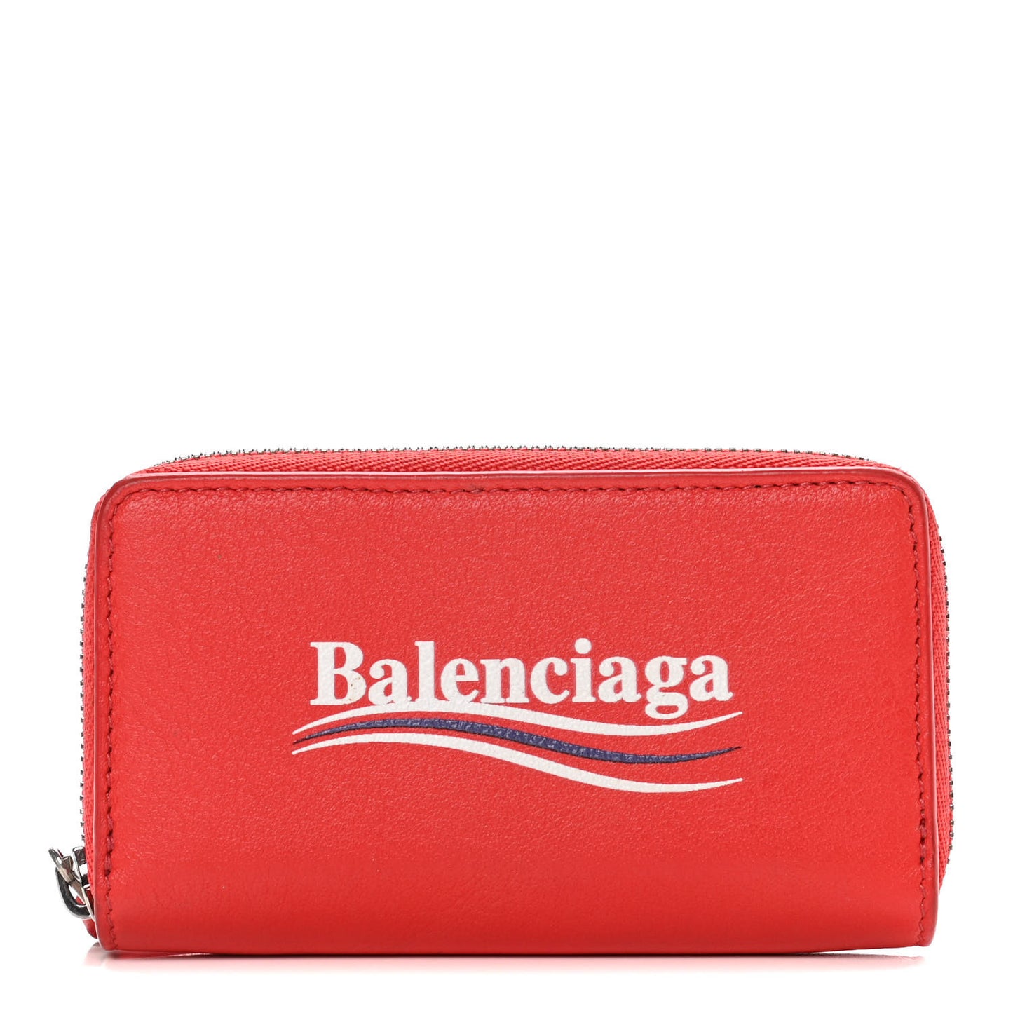 Calfskin Political Campaign Logo Zip Around Card Holder Vivid Red