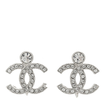 Chanel Crystal CC Earrings Silver 1 of 5