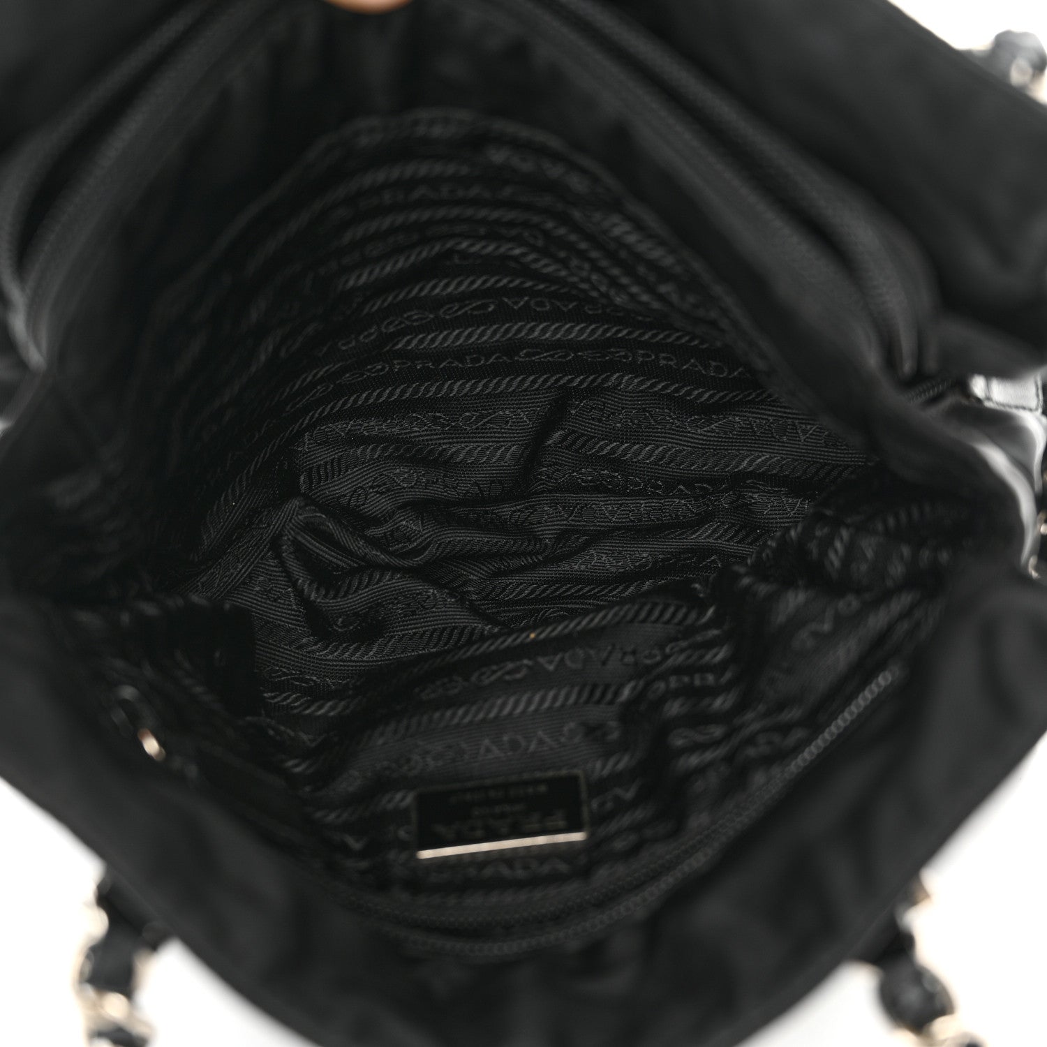 Prada Tessuto Nylon Acciaio Chain Shoulder Bag Black 6 of 12