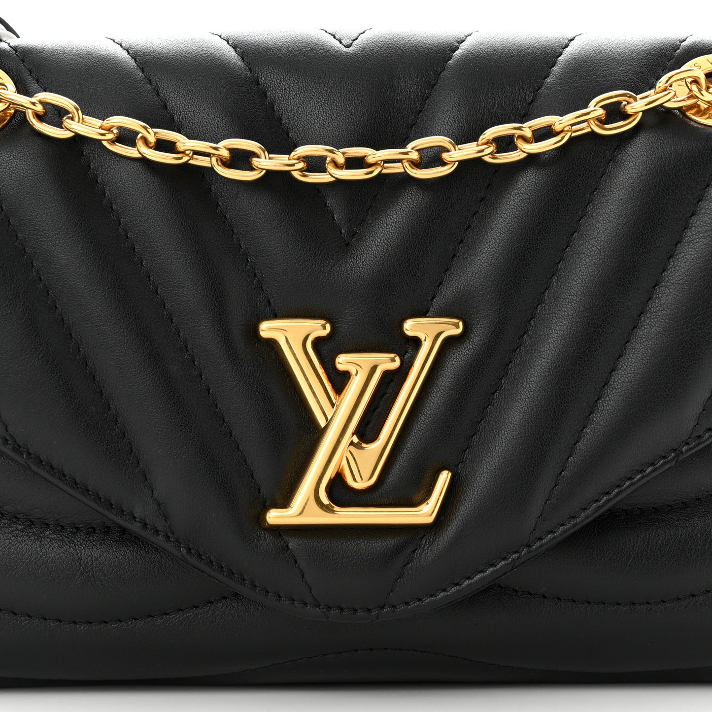 Calfskin LV New Wave Chain Bag Black