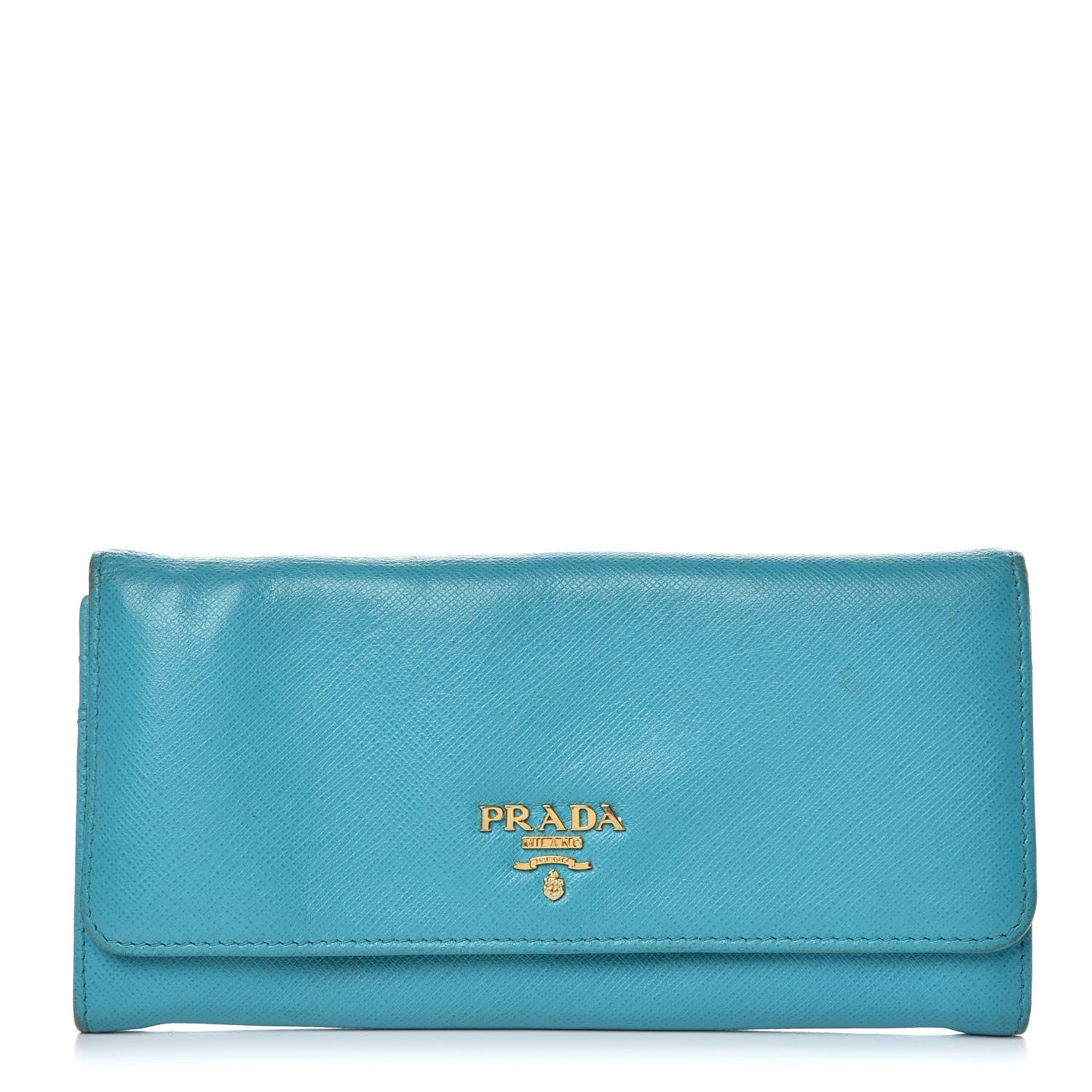 Prada Saffiano Metal Continental Flap Wallet Pavone 1 of 11