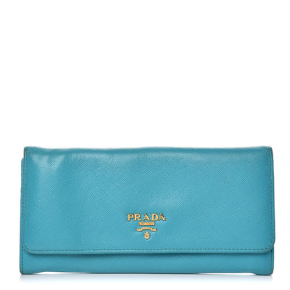 Prada Saffiano Metal Continental Flap Wallet Pavone 1 of 11