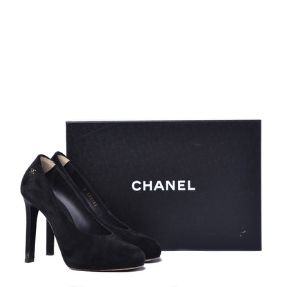 Chanel Suede Calfskin CC Pumps 36 Black 10 of 10