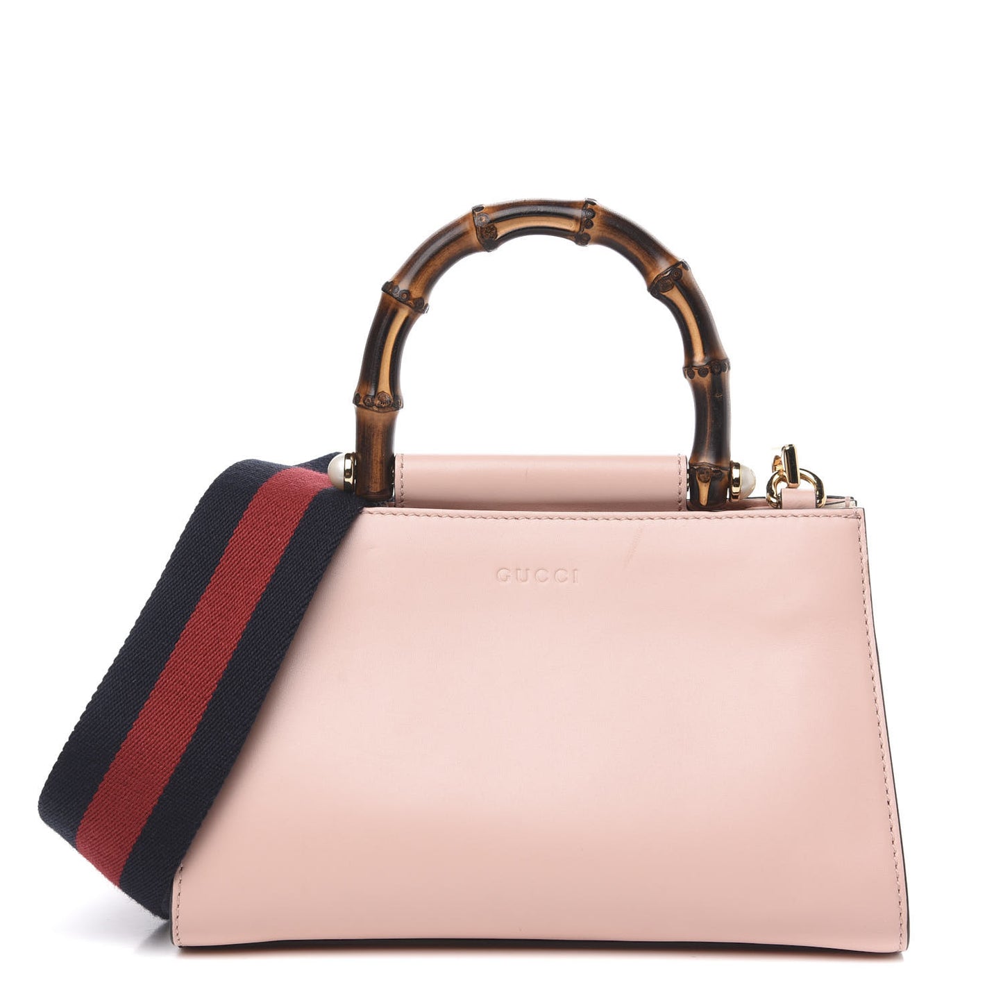 Nappa Bamboo Web Mini Nymphaea Top Handle Bag Perfect Pink Mystic White