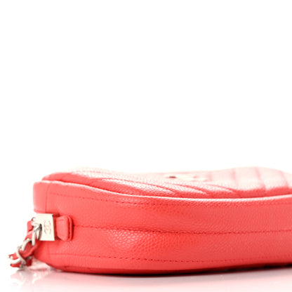 Chanel Caviar Chevron Quilted Camera Case Red 9 of 10