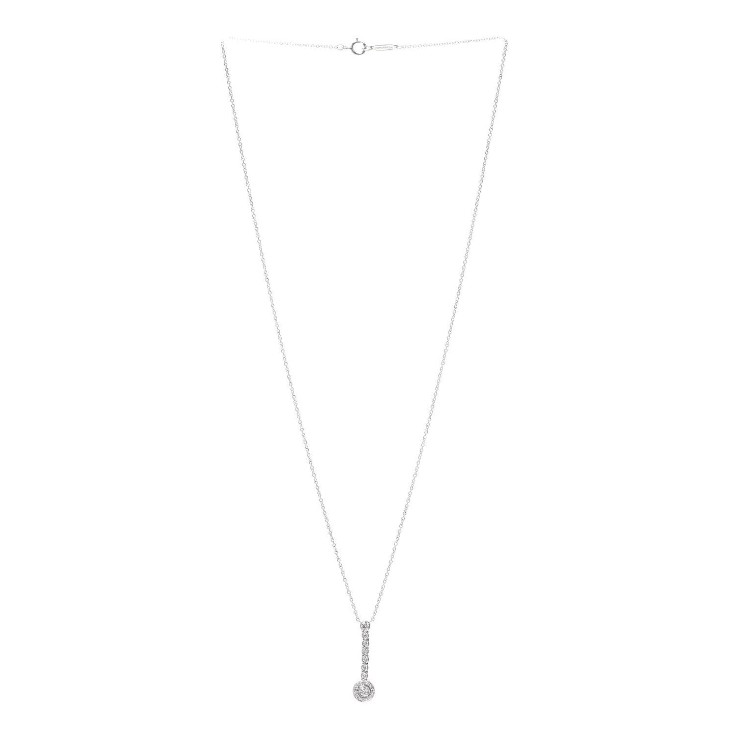 Platinum Diamond Circlet Drop Pendant Necklace