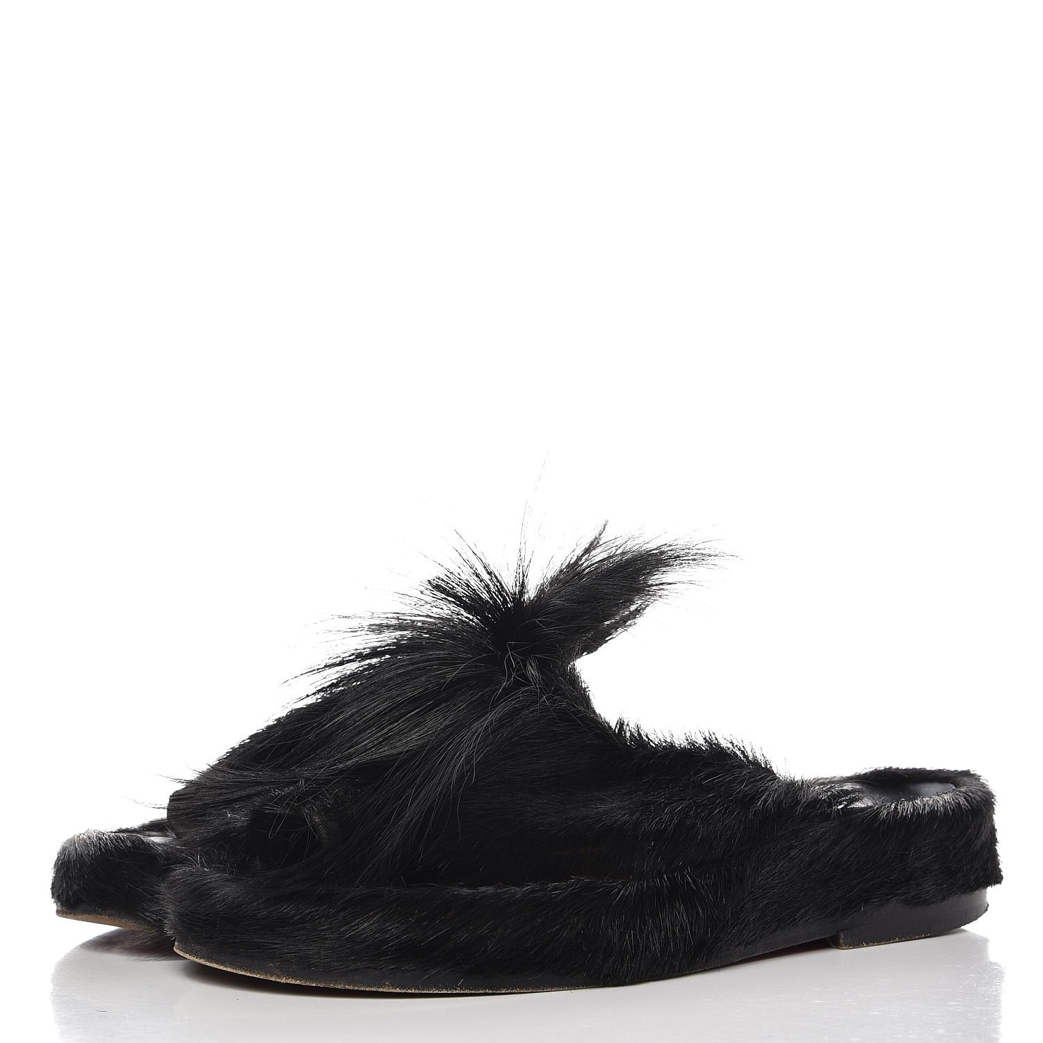 Christian Louboutin Fur Mens Cromac Flat Slide Sandals 41 Black 2 of 11