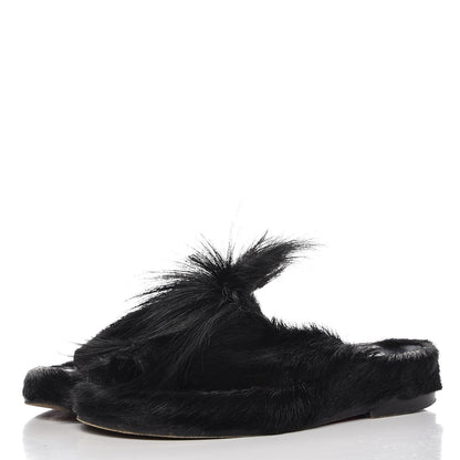 Christian Louboutin Fur Mens Cromac Flat Slide Sandals 41 Black 2 of 11