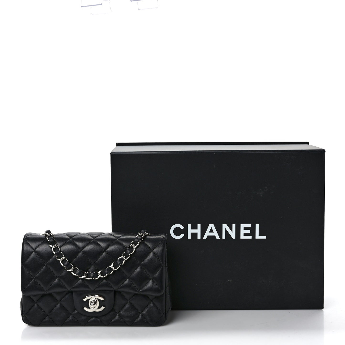 Lambskin Quilted Mini Rectangular Flap Black