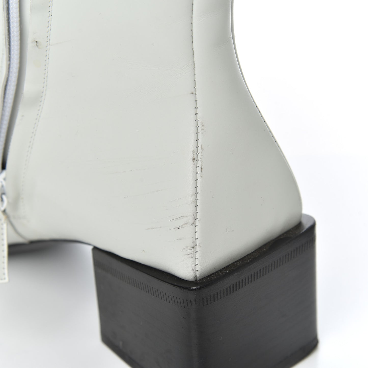 Calfskin Varenne BB Double Square Booties 36.5 White Gold