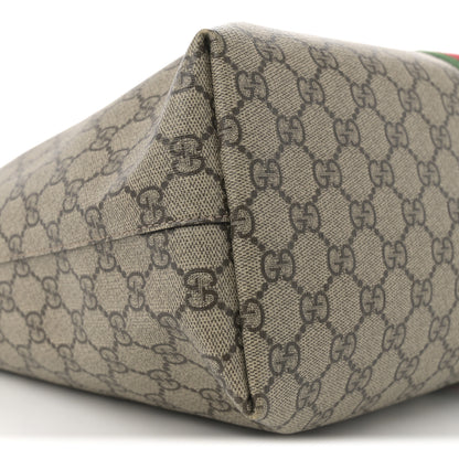 Gucci GG Supreme Monogram Textured Calfskin Web Medium Ophidia Shopping Tote Beige Ebony New Acero 16 of 21