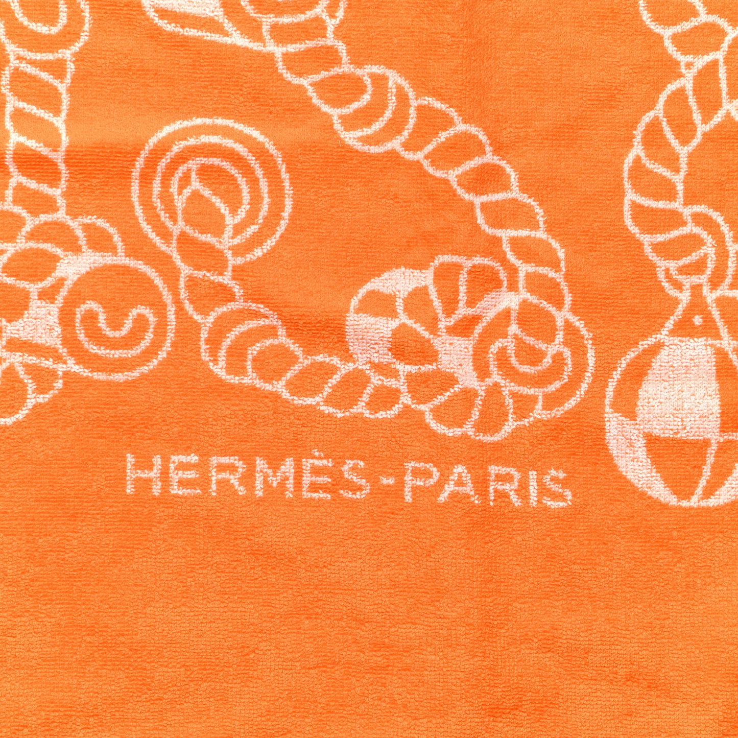 Cotton Terry Yachting Tattoo Cordages Beach Towel Orange Kumquat