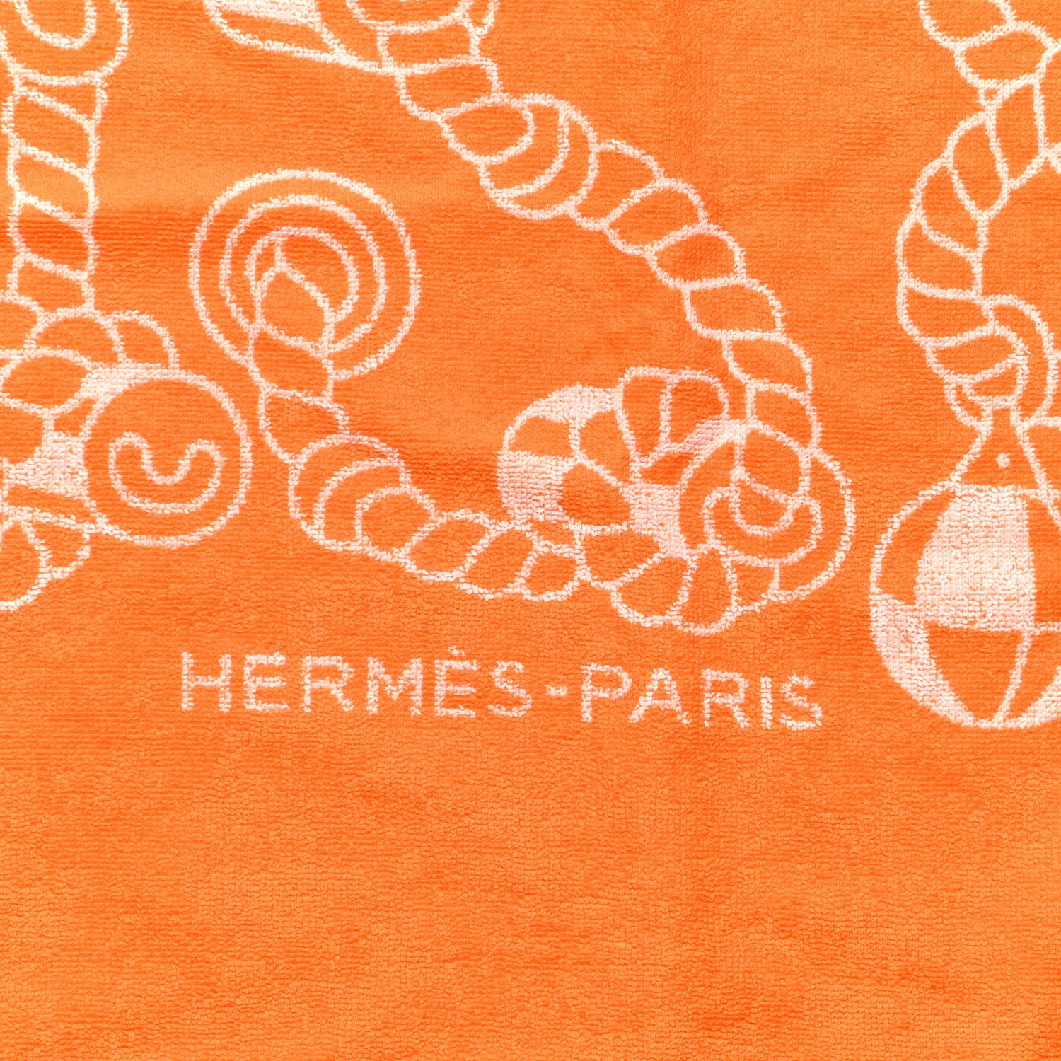 Hermes Cotton Terry Yachting Tattoo Cordages Beach Towel Orange Kumquat 2 of 3