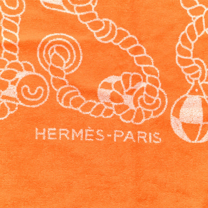 Hermes Cotton Terry Yachting Tattoo Cordages Beach Towel Orange Kumquat 2 of 3