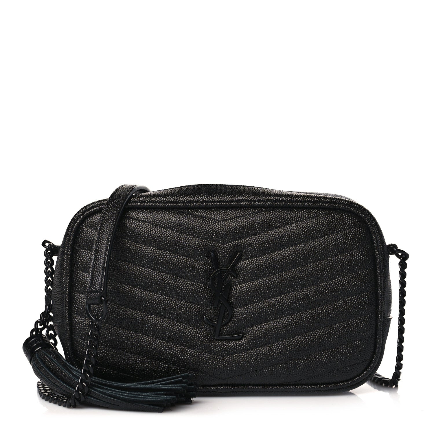 Saint Laurent Grain De Poudre Matelasse Monochrome Monogram Mini Lou Camera Bag Black 1 of 10