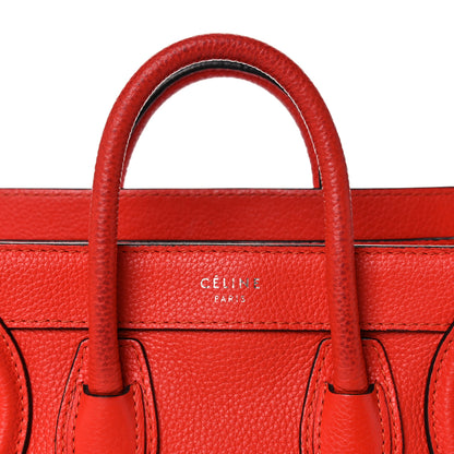 Celine Drummed Calfskin Nano Luggage Vermillion 16 of 25