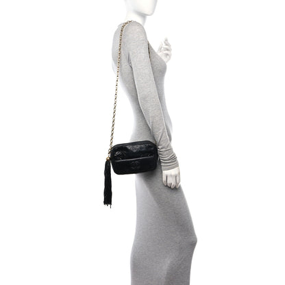 Chanel Lambskin Quilted Tassel Camera Case Black 2 of 14