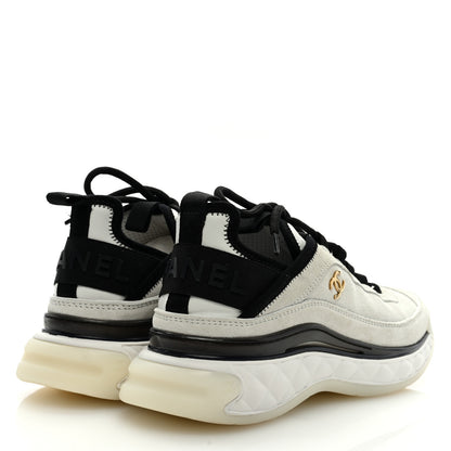 Chanel Suede Calfskin Nylon Grosgrain CC Sneakers 37.5 White 4 of 9