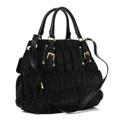 Prada Tessuto Nylon Nappa Gaufre Shopping Satchel Black 2 of 15
