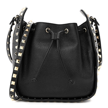 Valentino Garavani Grained Calfskin Rockstud Bucket Bag Black 1 of 9