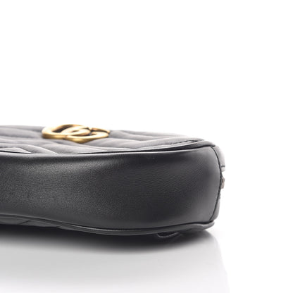 Gucci Calfskin Matelasse GG Marmont Belt Bag 85 34 Black 6 of 14