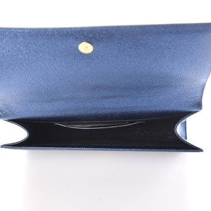 Saint Laurent Metallic Calfskin Monogram Cassandre Clutch Navy 5 of 6