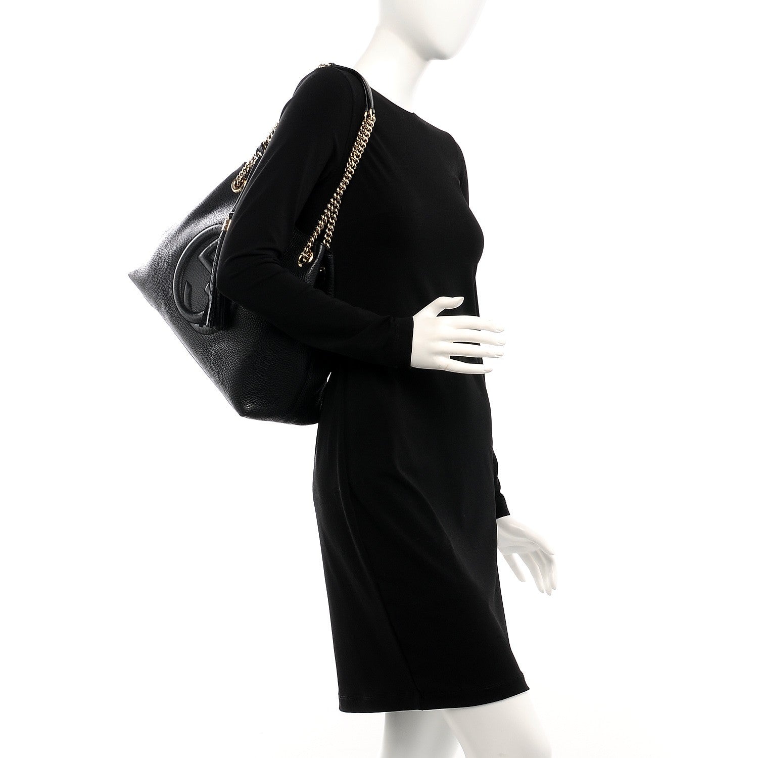 Gucci Pebbled Calfskin Medium Soho Chain Shoulder Bag Black 2 of 7