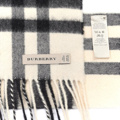 Burberry Cashmere Giant Check Fringe Scarf Ivory 4 of 4