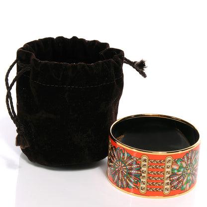 Hermes Enamel Printed Rubans de Cheval Extra Wide Bracelet 65 Orange 6 of 6