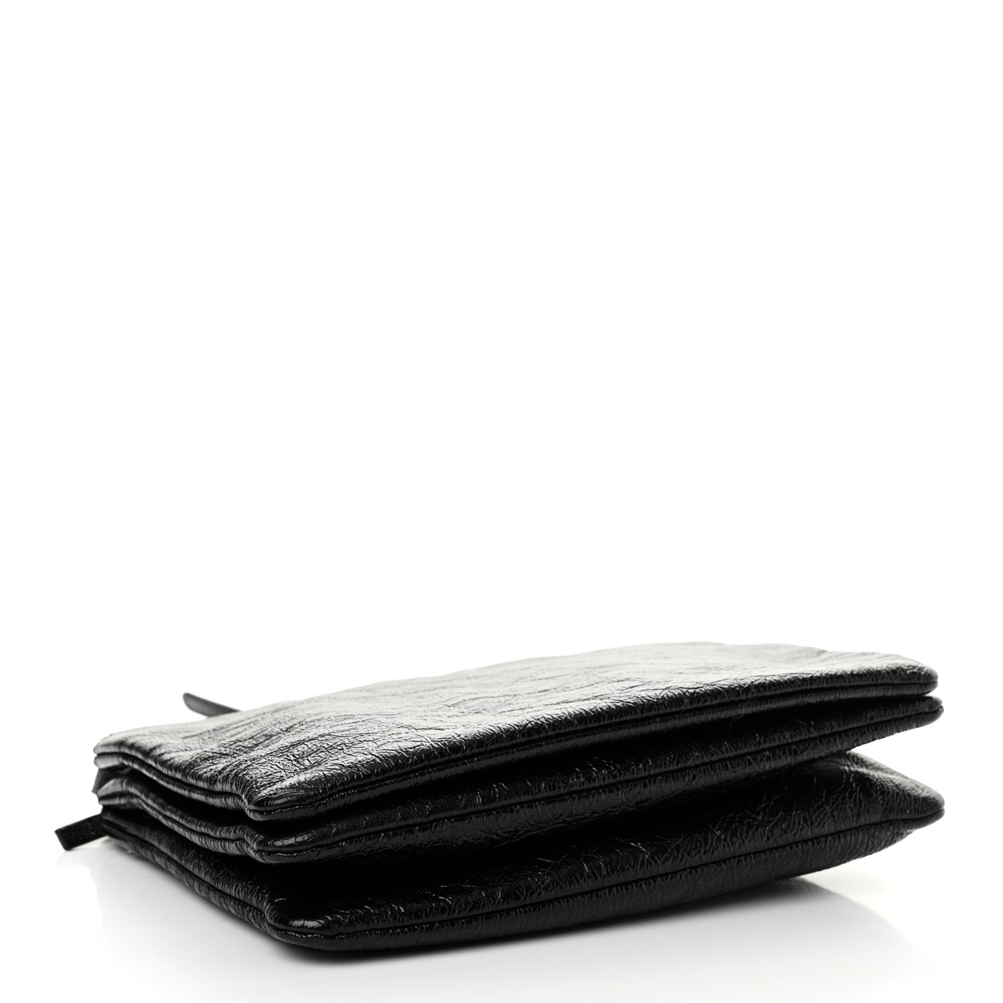 Shiny Goatskin Large Trio Crossbody Bag Black