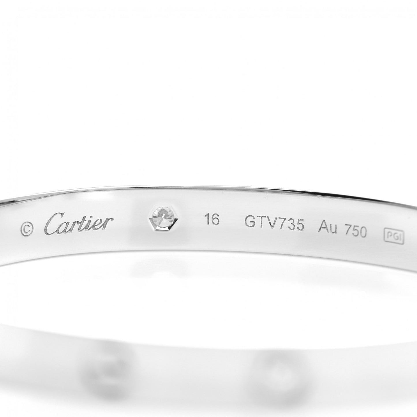18K White Gold 4 Diamond LOVE Bracelet 16