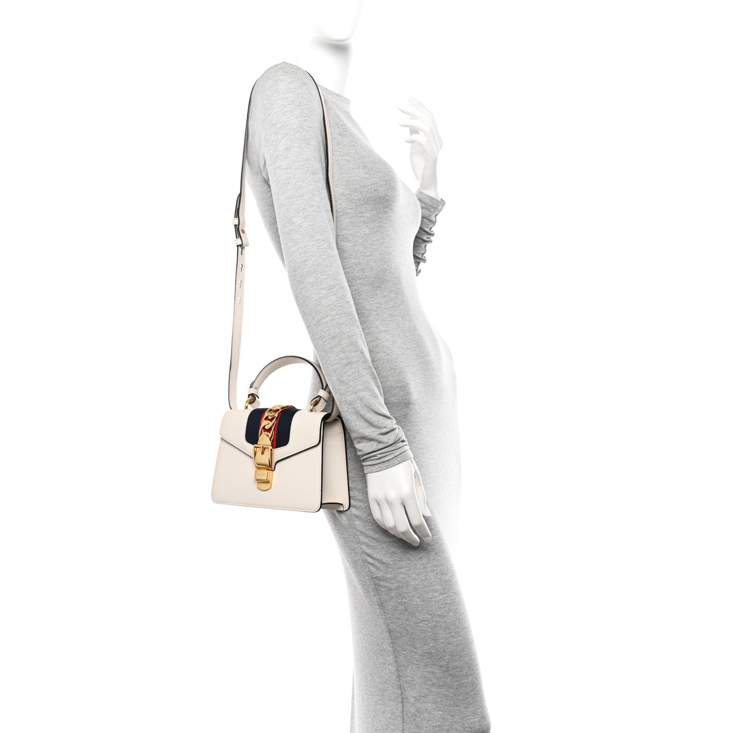 Gucci Calfskin Mini Sylvie Top Handle Bag White 2 of 10