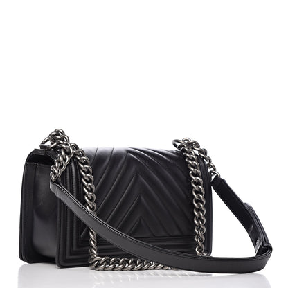 Chanel Calfskin Chevron Quilted Medium Boy Flap Black 3 of 11