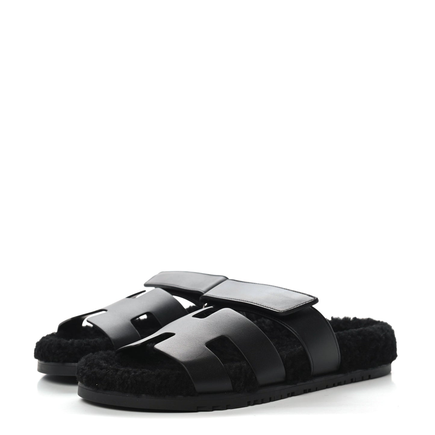 Calfskin Woolskin Womens Chypre Sandals 41 Black