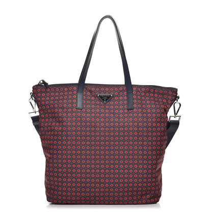 Prada Tessuto Nylon Saffiano Media Print Tote Rosso 1 of 8