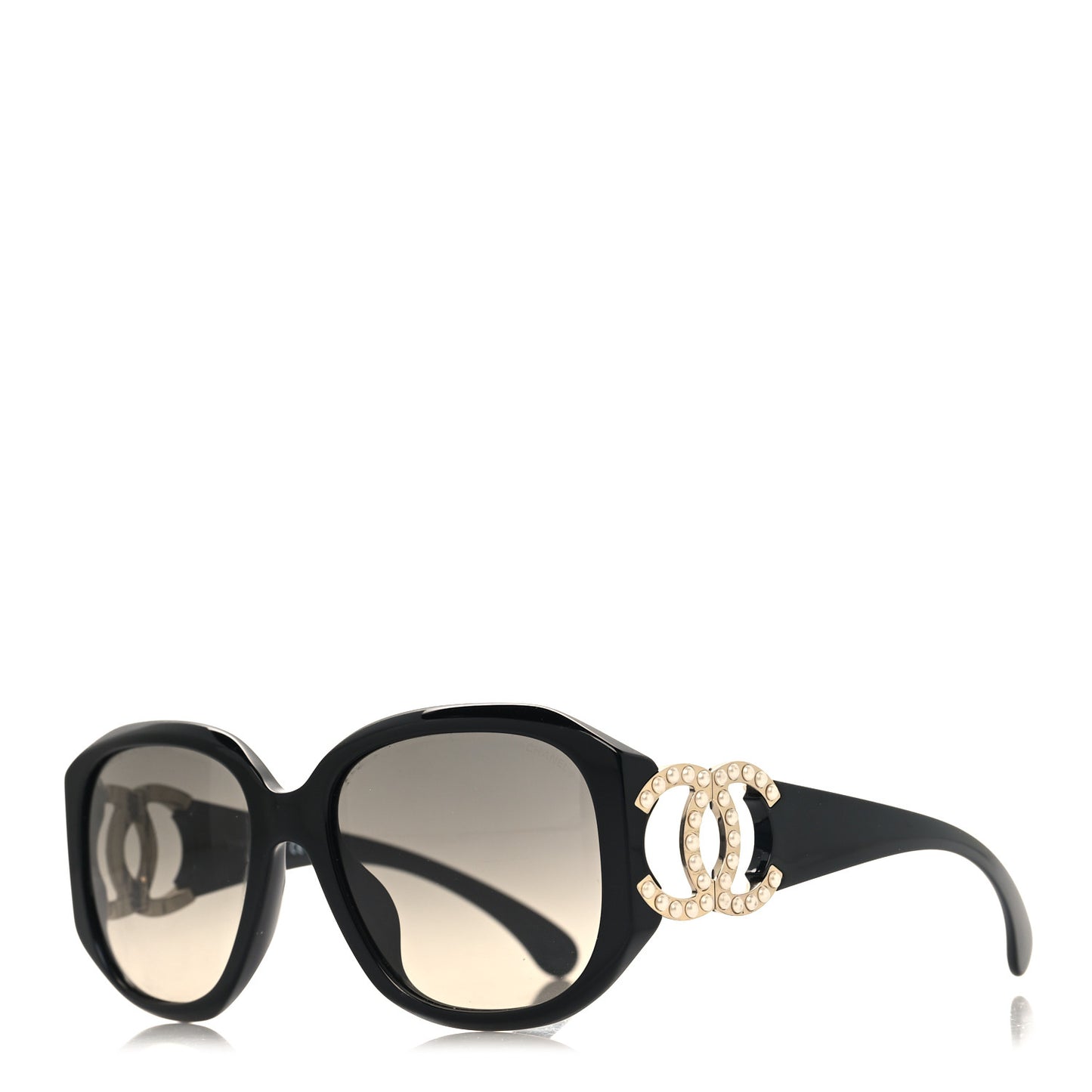 Acetate Pearl CC Square Sunglasses 71501-A Black