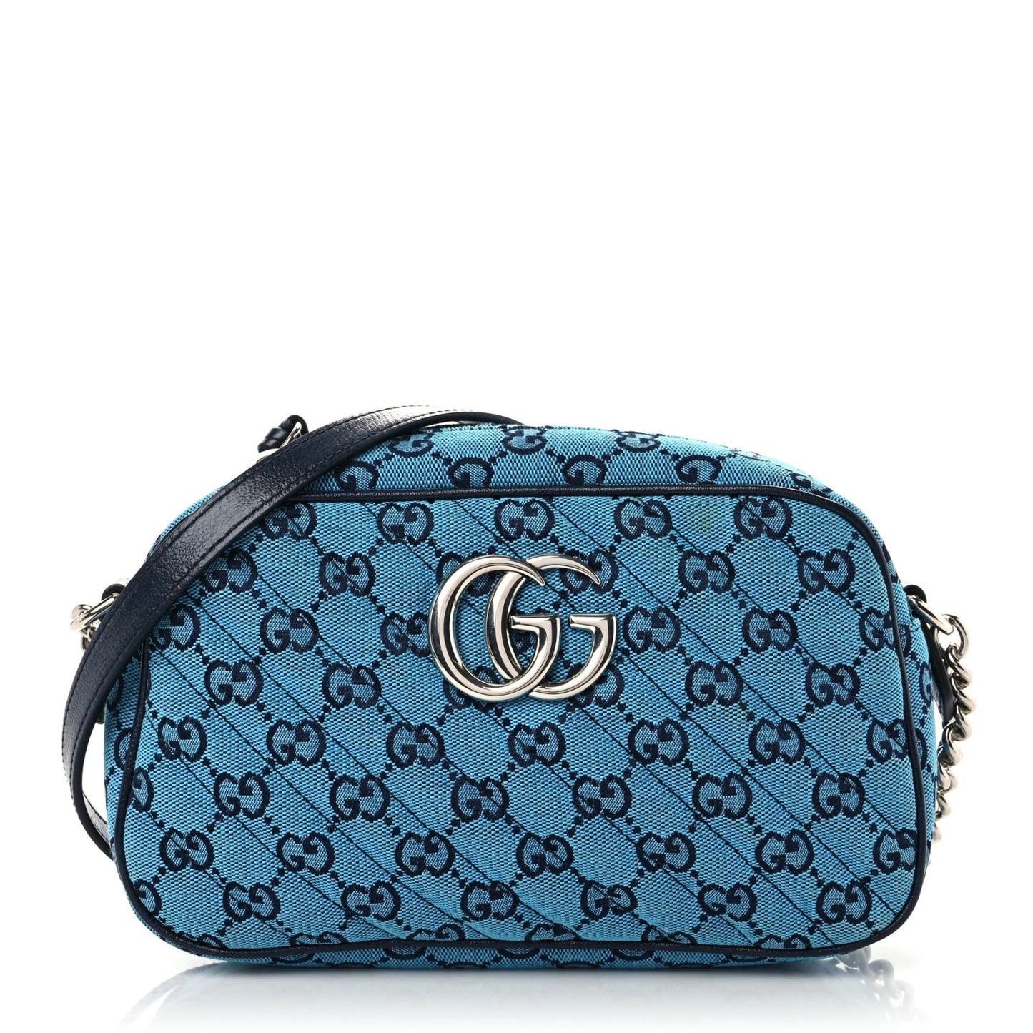 Monogram Multicolor Matelasse Diagonal Small GG Marmont Chain Shoulder Bag Light Blue