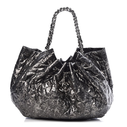 Chanel Nylon Printed Cabas Tote Silver 1 of 9