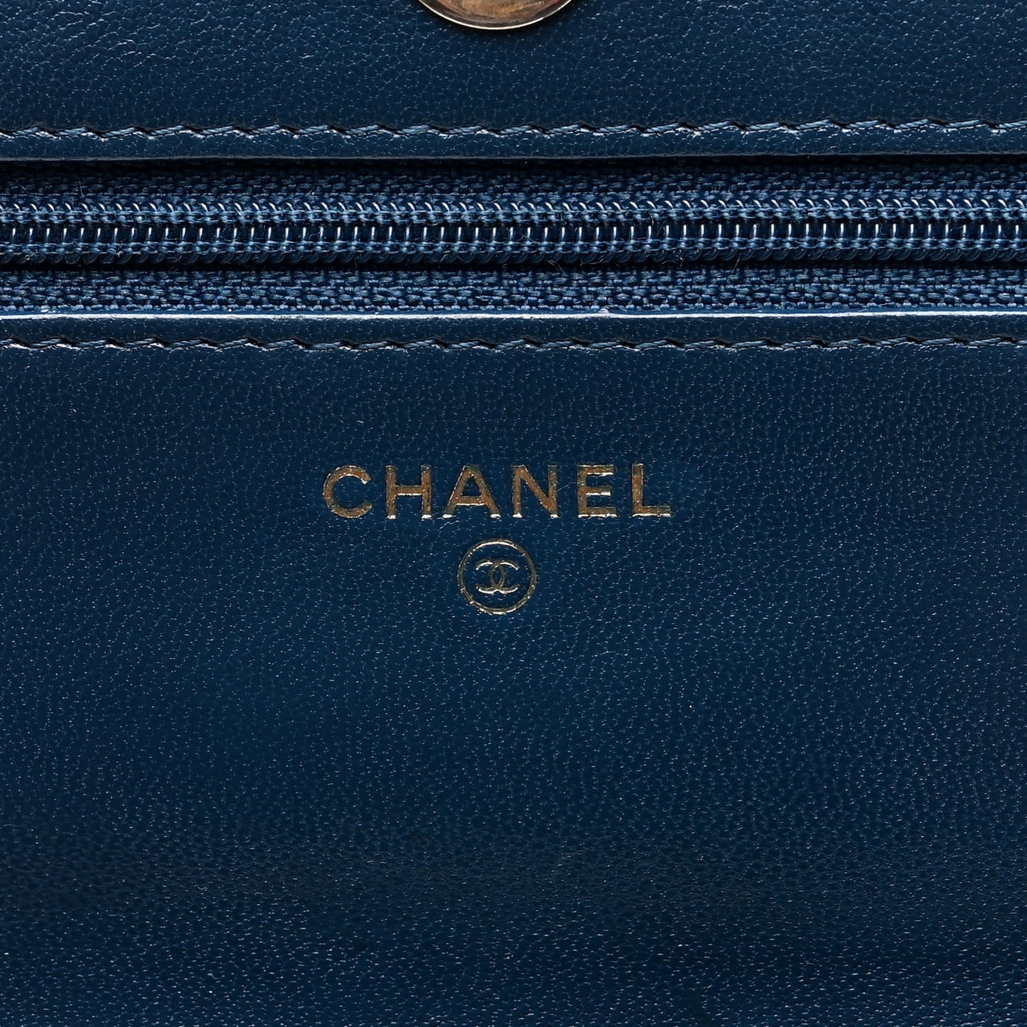 Goatskin Quilted Chanel 19 Wallet On Chain WOC Blue